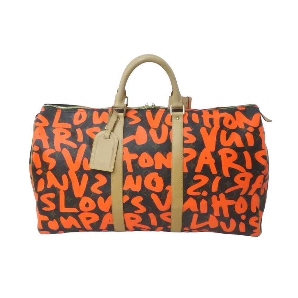 LOUIS VUITTON Monogram Graffiti Keepall Boston Bag Sprouse Orange
